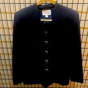 Valerie Stevens Black Blazer w/Gold Accent Buttons